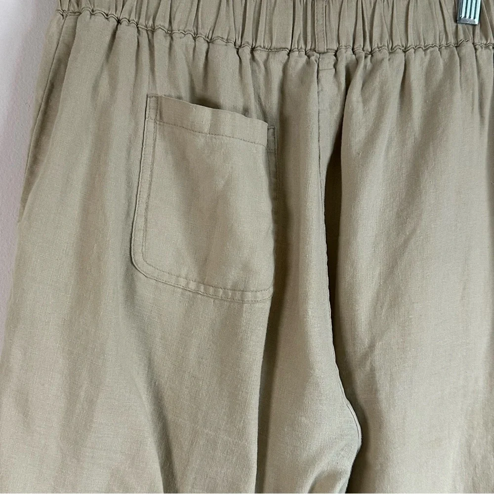 Quince 100% European Linen Cropped Pants Small Flax Elastic Waist